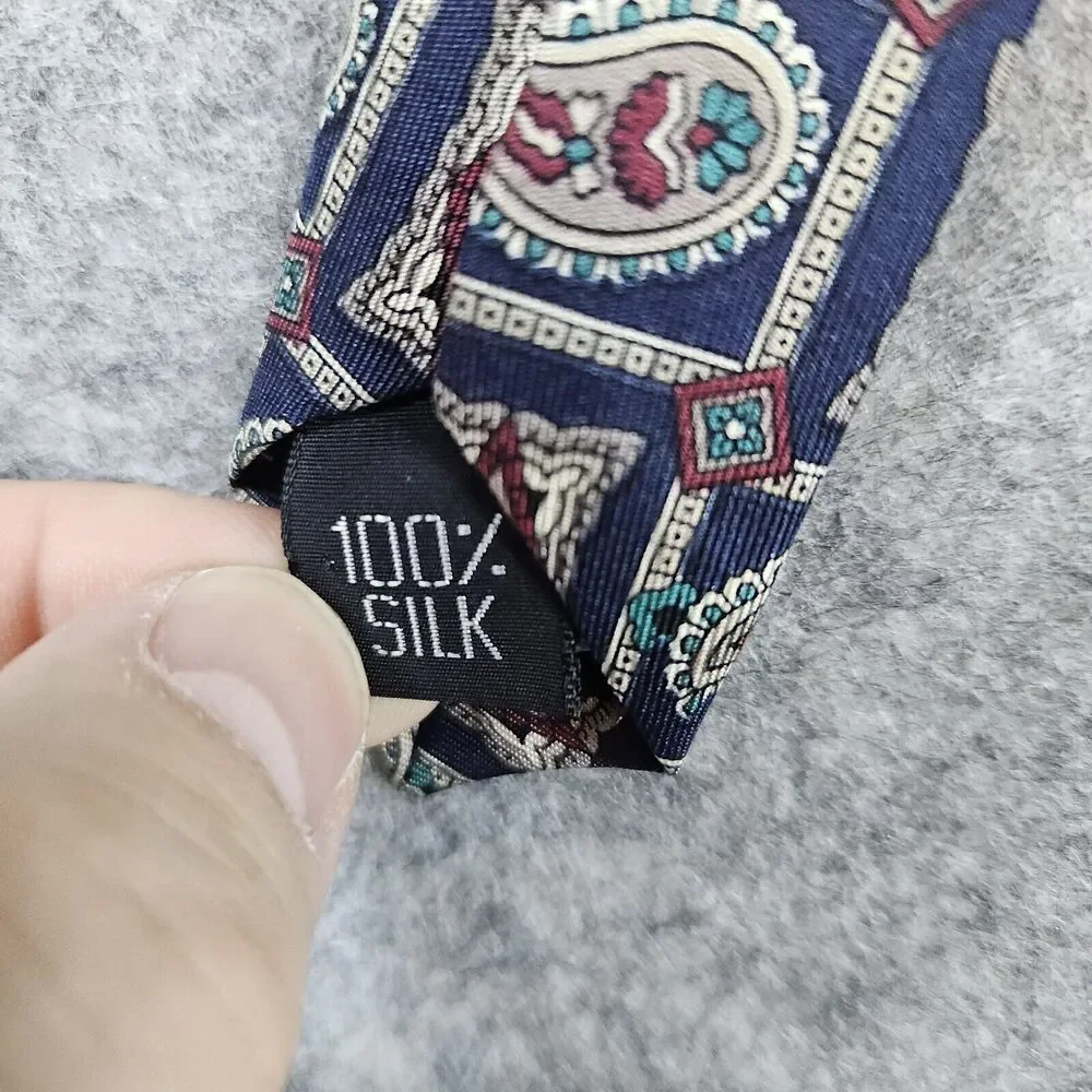 Wembley Necktie‎ Paisley Squares Print 100% Silk Geometric 4